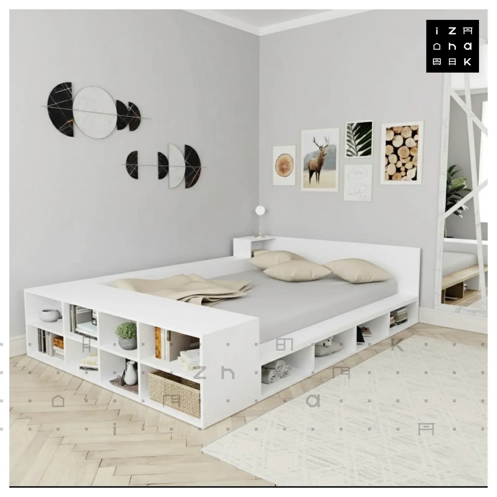 تخت خواب یکنفره کتابخانه دار ام دی اف مدل رابین