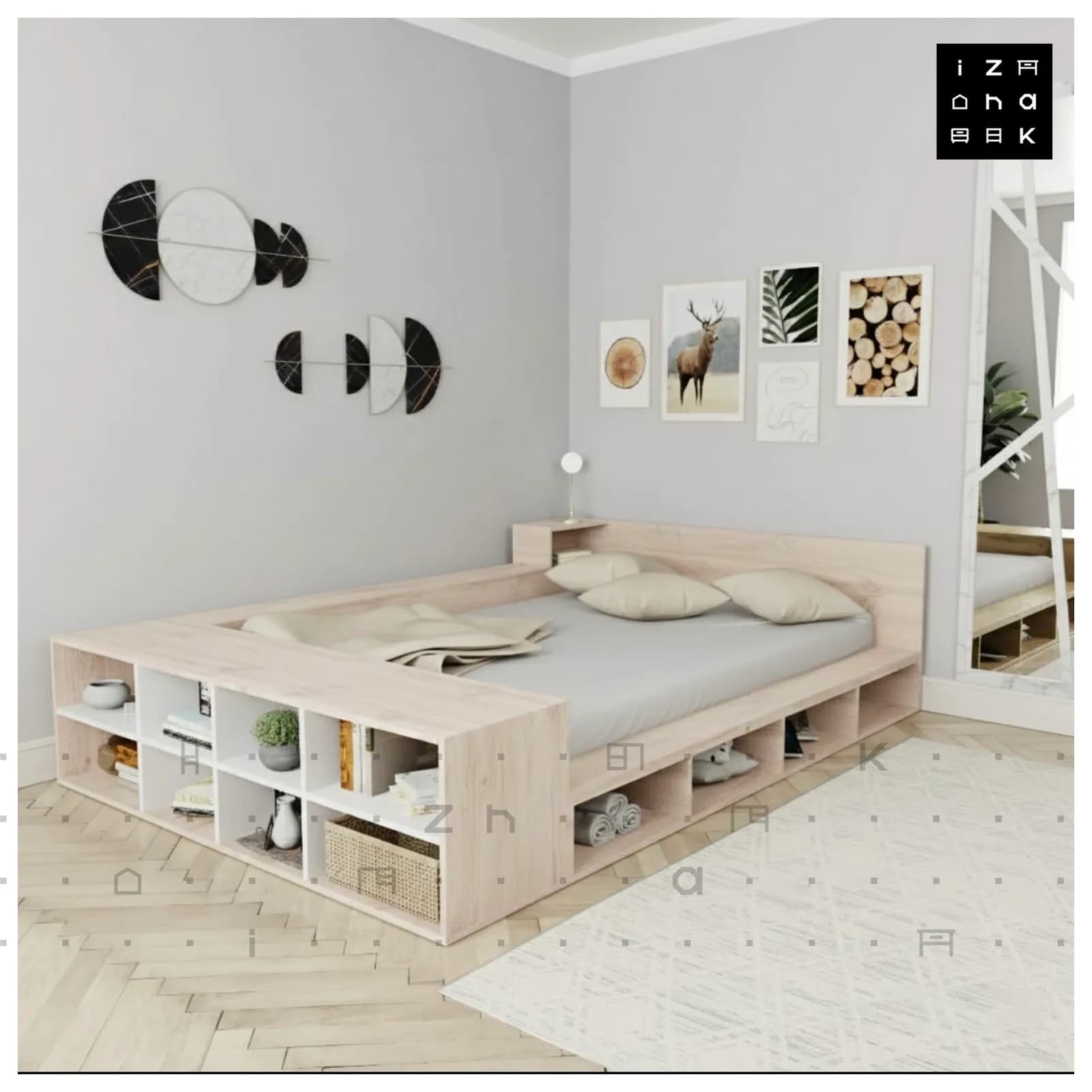 تخت خواب یکنفره کتابخانه دار ام دی اف مدل رابین