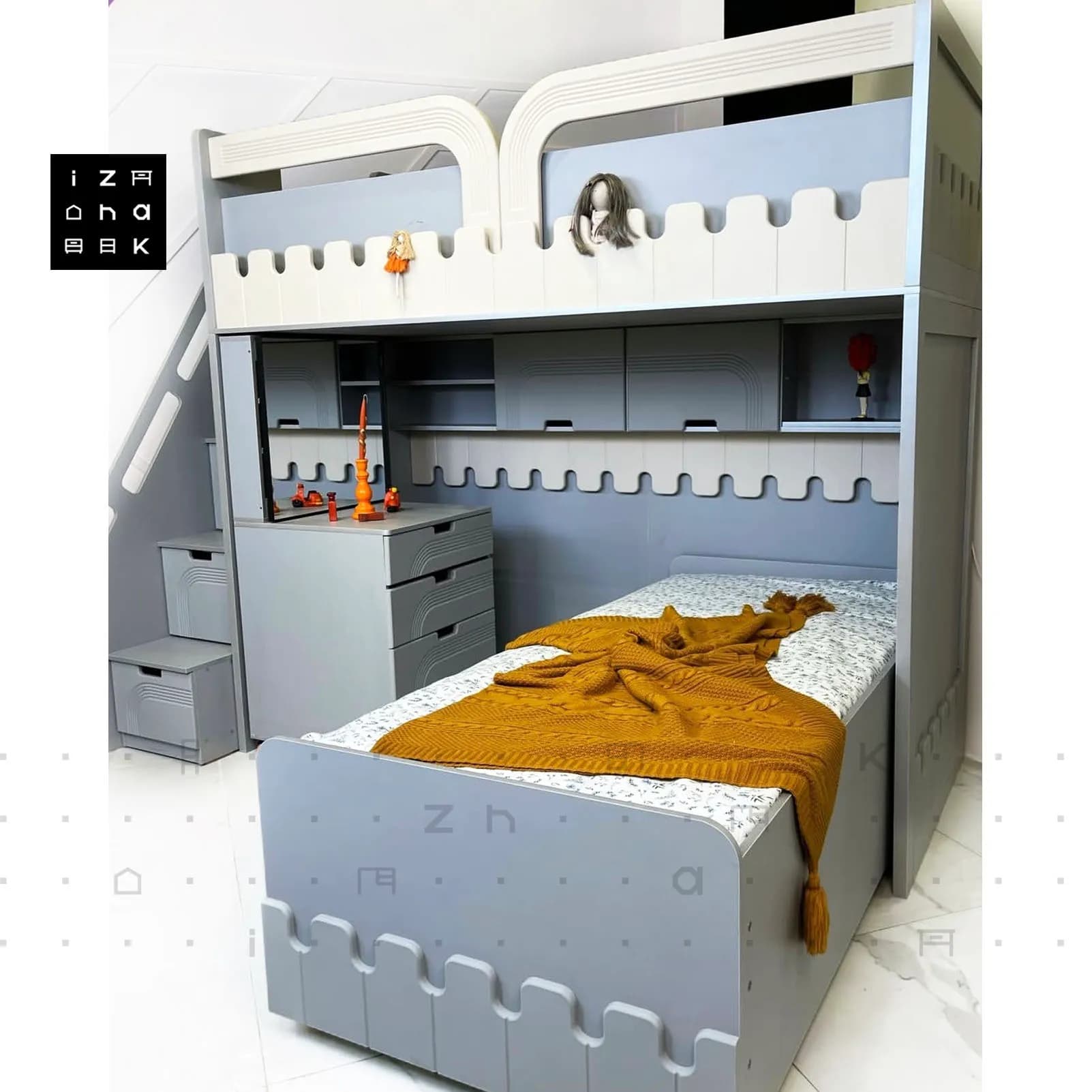 تخت خواب دو طبقه All in One مدل سروین