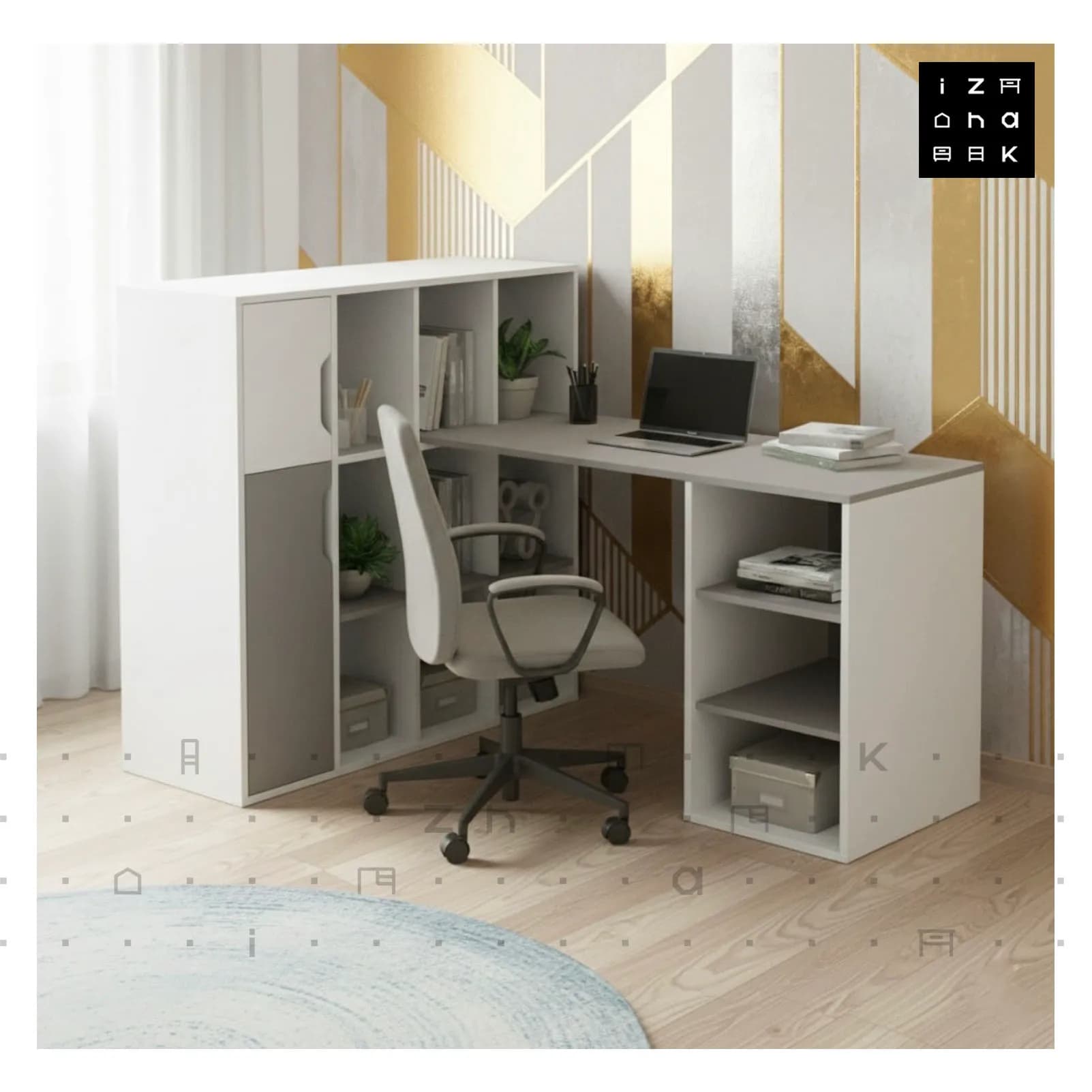میز کار کتابخانه دار ام دی اف مدل رایلی