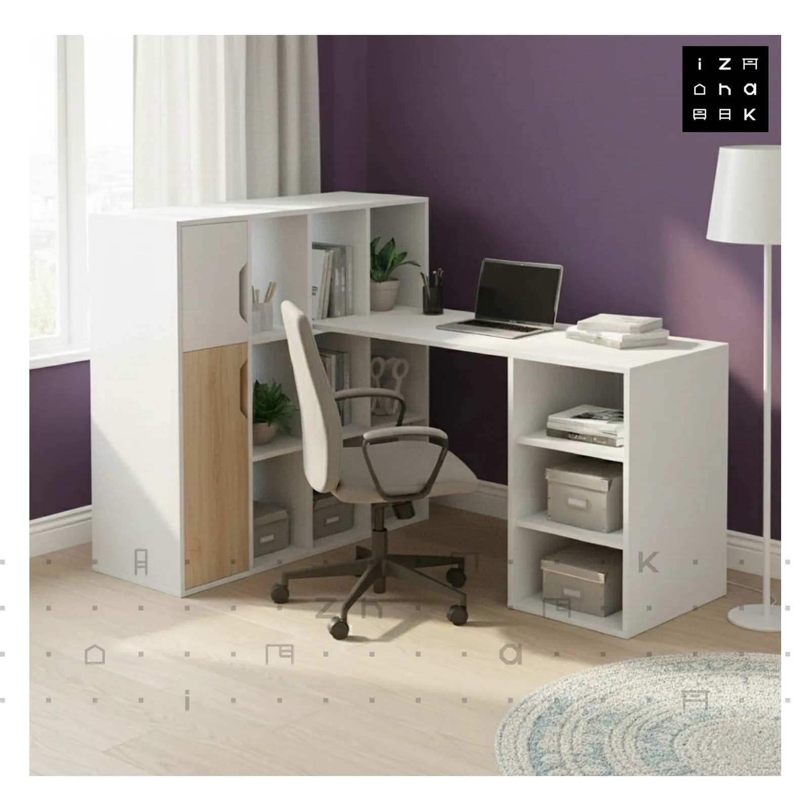میز کار کتابخانه دار ام دی اف مدل رایلی