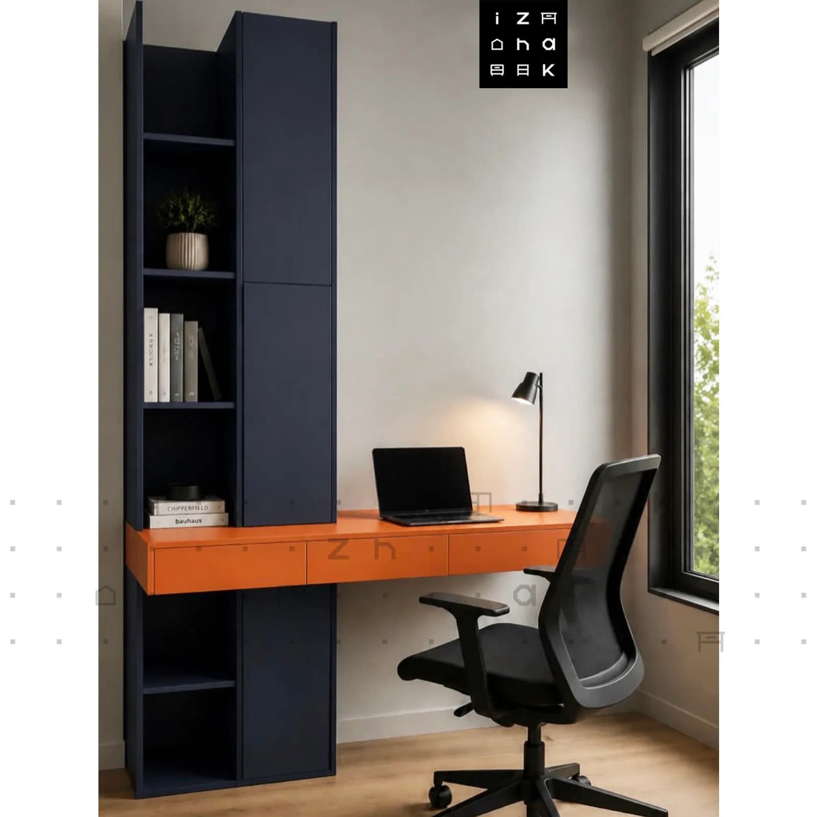 ست میز کار و کتابخانه مدل راتین